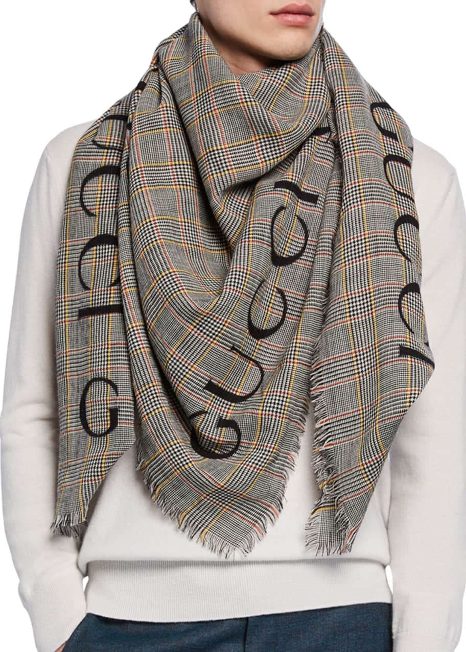 Buy Gucci Men's Patterned Scarf, Grey at