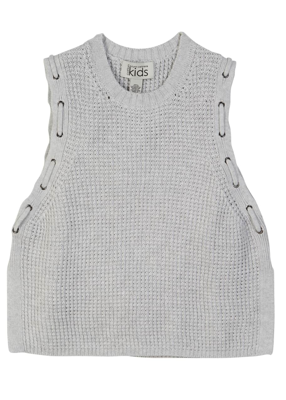 Image 1 of 1: Knit Woven Grommet Sleeveless Top, Size 8-14