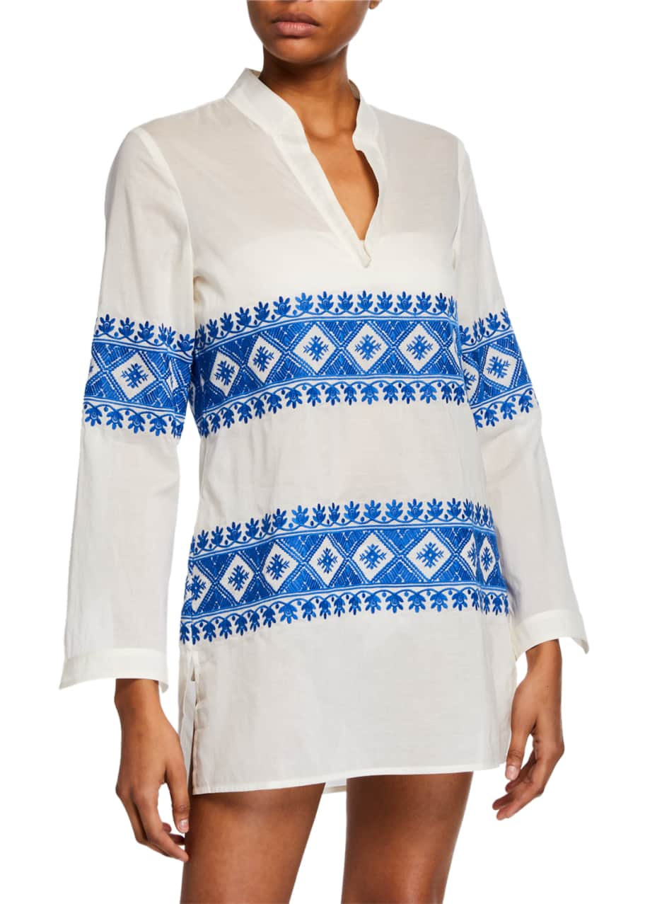 Tory Burch Stephanie Embroidered Coverup Tunic - Bergdorf Goodman