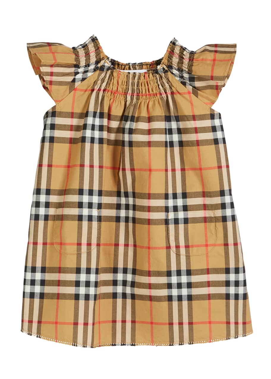 Image 1 of 1: Vinya Check Flutter-Sleeve Dress, Size 6M-2