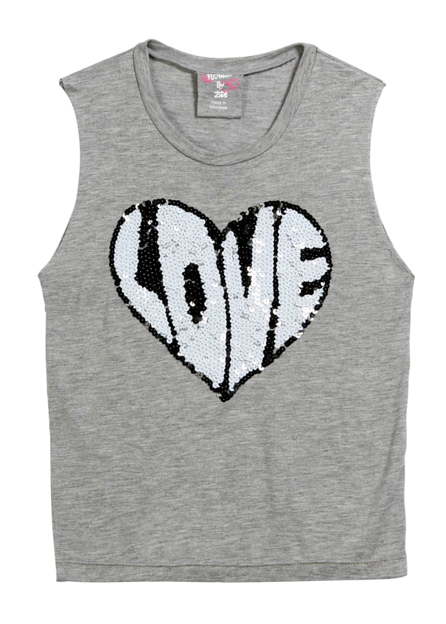 Image 1 of 1: Sequin Love Heart Tank Top, Size S-XL