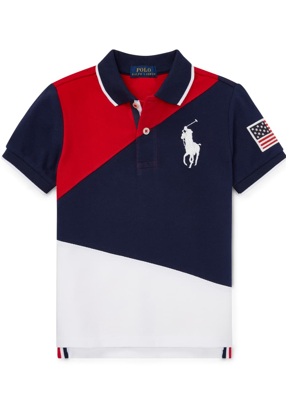 Ralph Lauren Childrenswear Diagonal Colorblock Polo Shirt, Size 2-4 ...