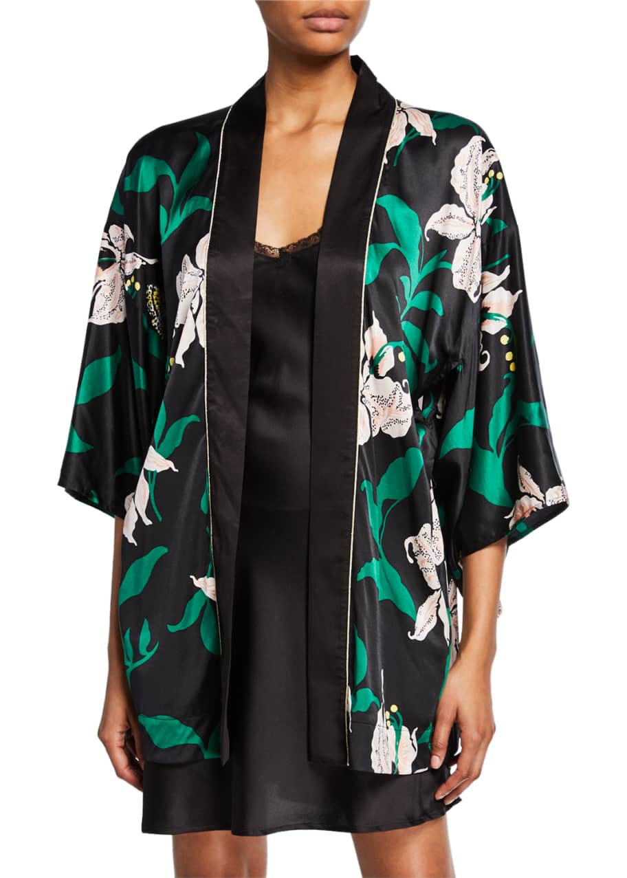 Morgan Lane Nia Floral-Print Silk Robe - Bergdorf Goodman