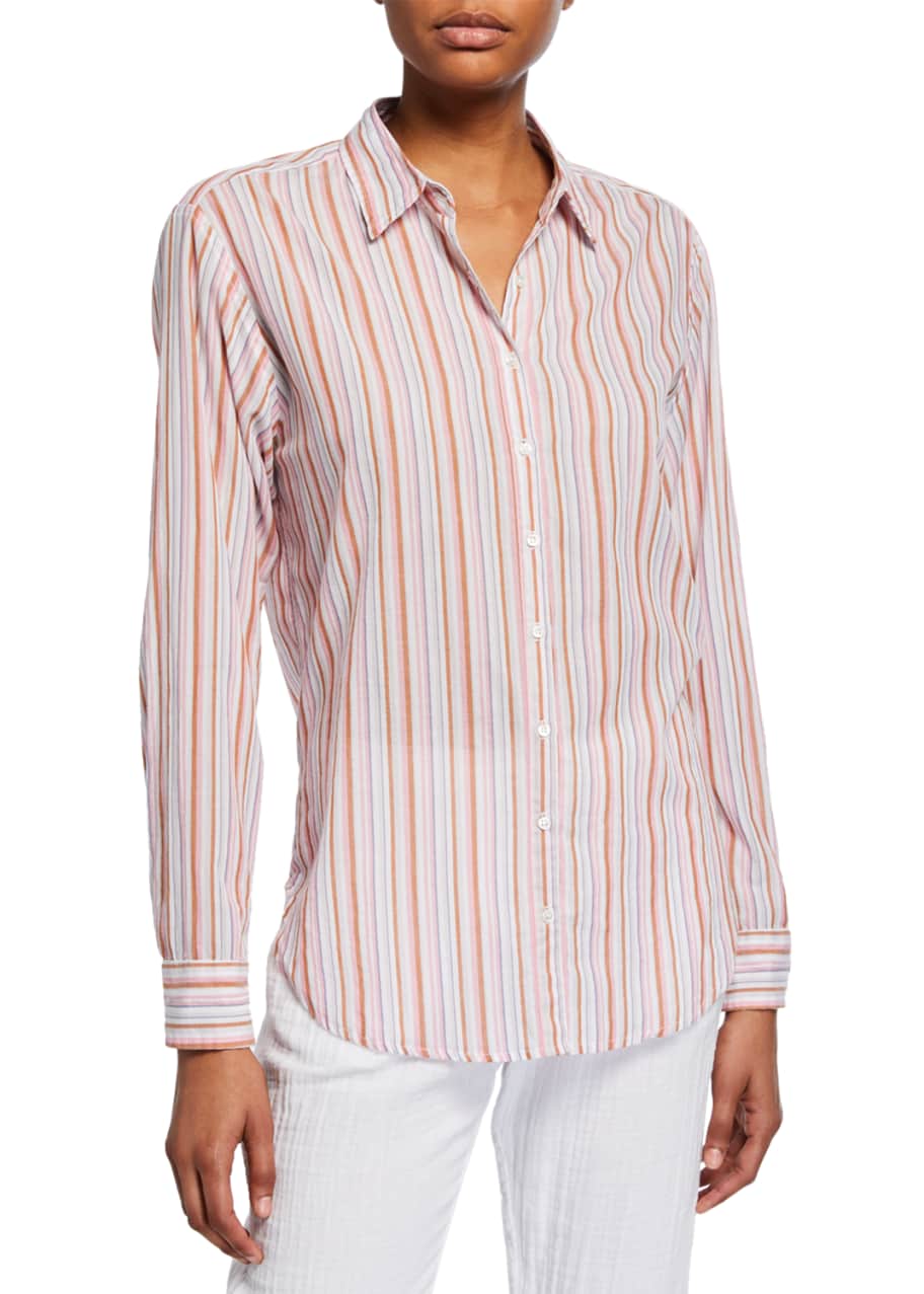 Image 1 of 1: Beau Striped Cotton Lounge Shirt