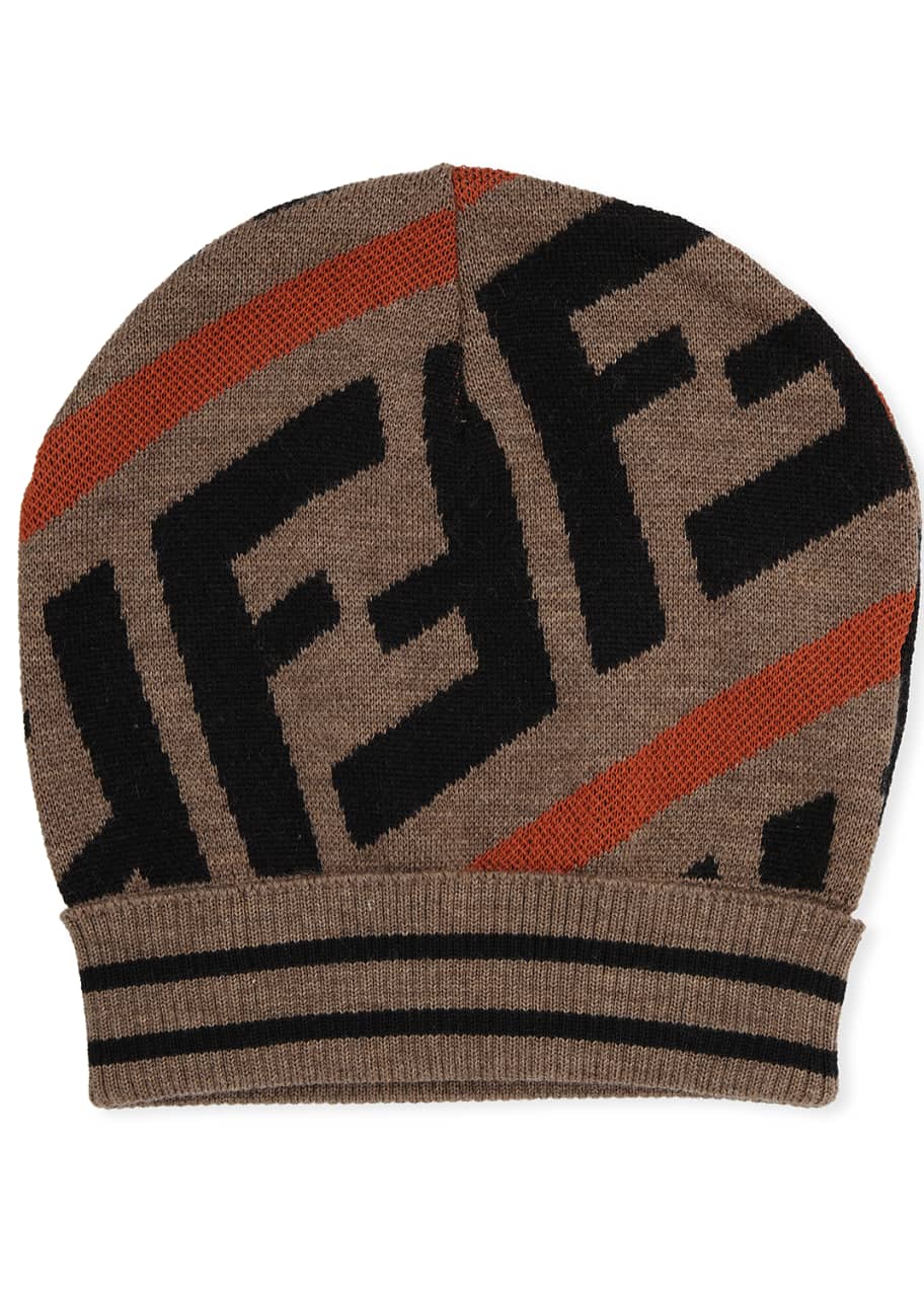 Fendi Kid's Logo Knit Hat - Bergdorf Goodman