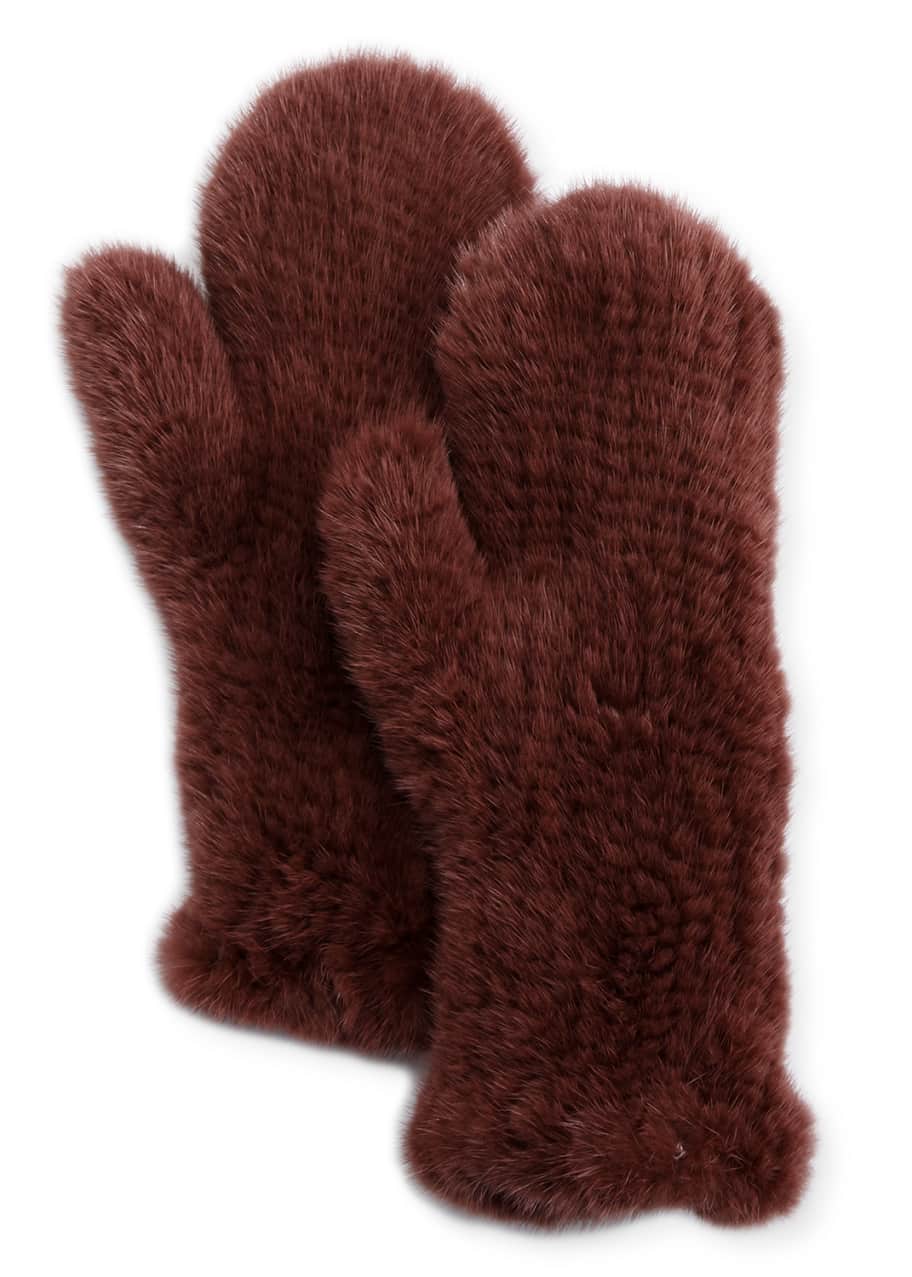 Image 1 of 1: Knit Mink Mittens