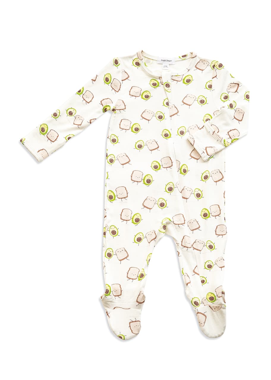 Angel Dear Avocado Toast Print Zipper Footie Pajamas Size Newborn