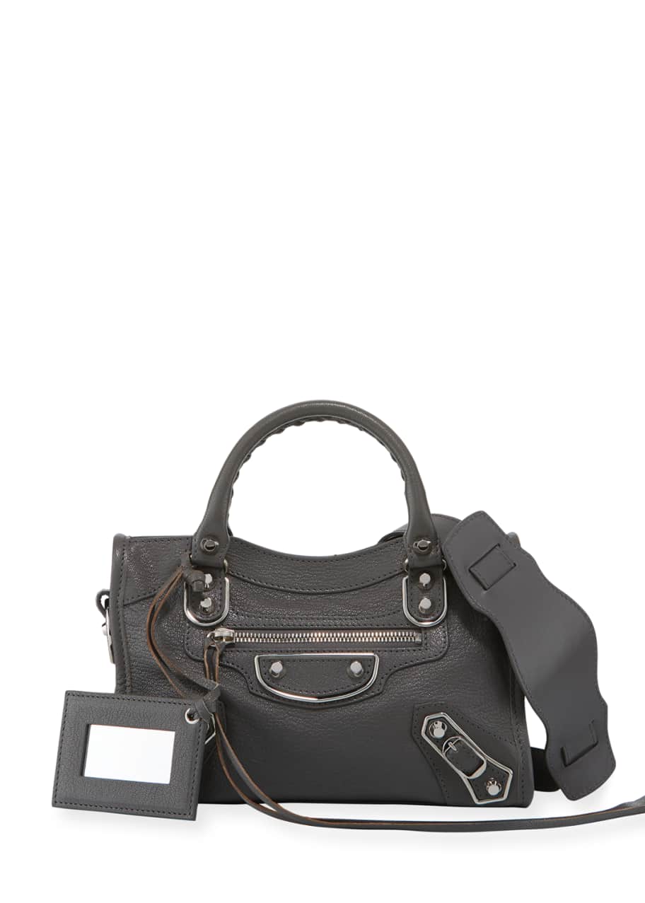 Balenciaga Metallic Edge Classic Mini City Crossbody Bag, Black