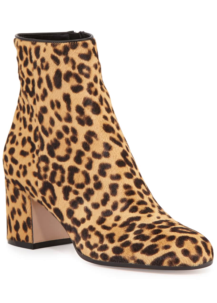 Gianvito Rossi Leopard-Print Calf Hair Block-Heel Ankle Boots ...