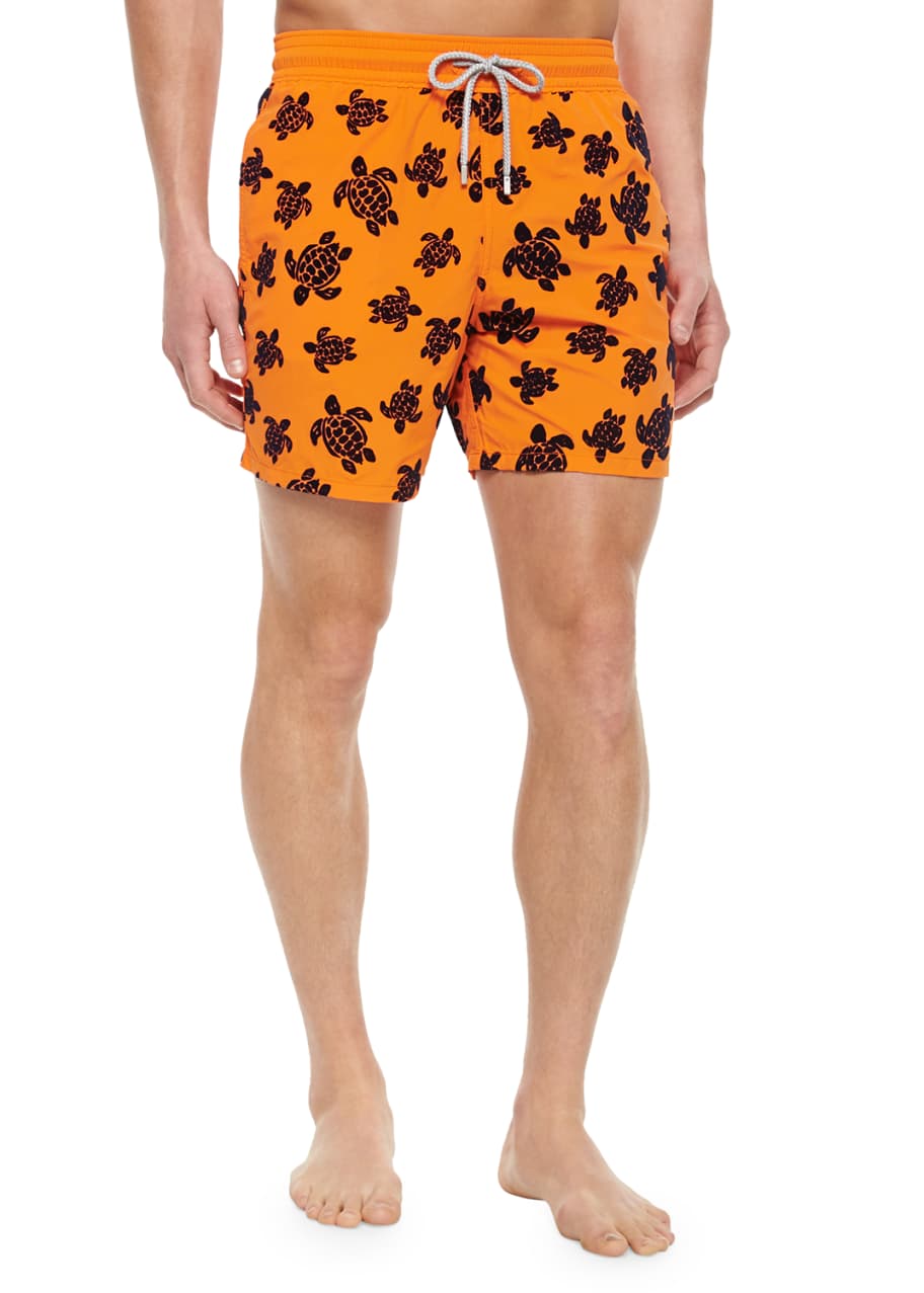 Vilebrequin Men's Swim Trunks Flocked Starlettes - Orange