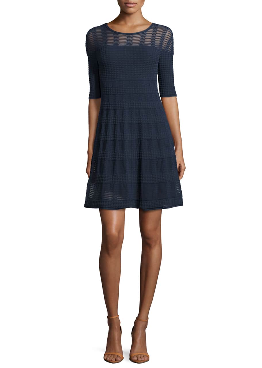 M Missoni HalfSleeve RibStitch Fit & Flare Dress Bergdorf Goodman