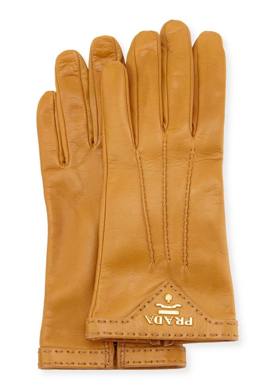 Prada Napa Leather Gloves, Camel - Bergdorf Goodman