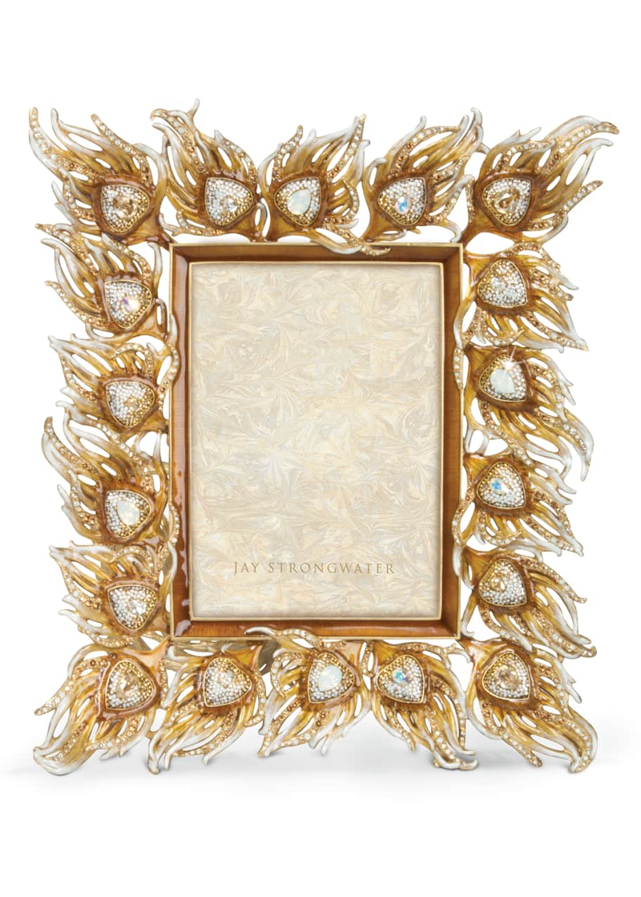 Jay Strongwater Peacock Feather 5" x 7" Picture Frame Bergdorf Goodman