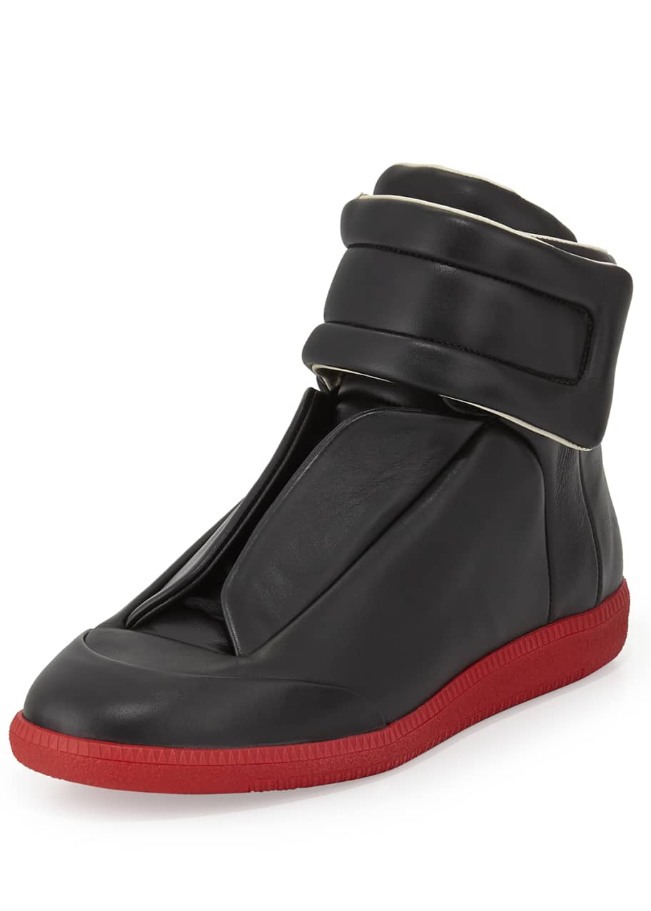 Maison Margiela Future Leather High-Top Sneaker, Black - Bergdorf