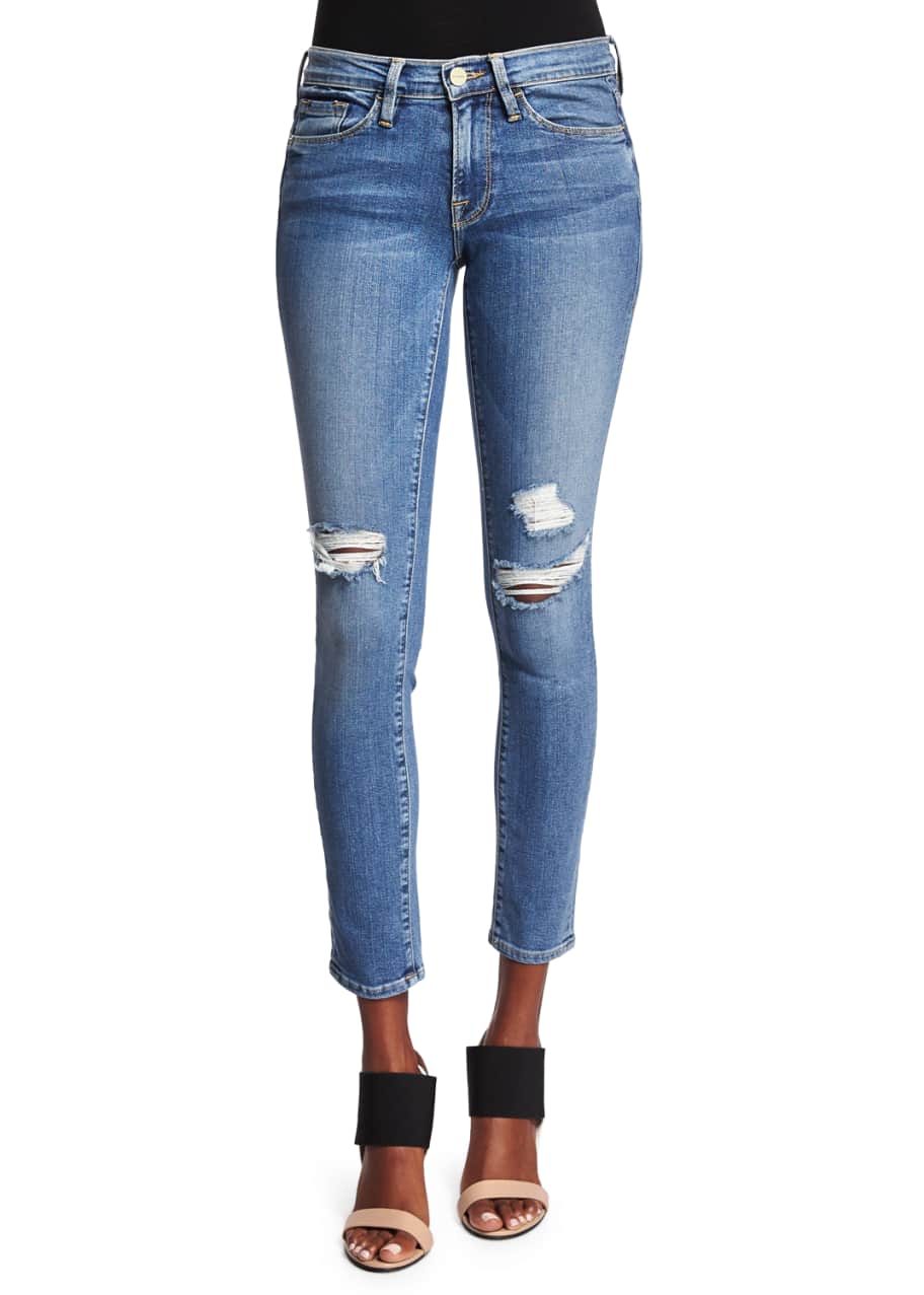 FRAME Le Skinny de Jeanne Distressed Jeans Laurel Bergdorf Goodman