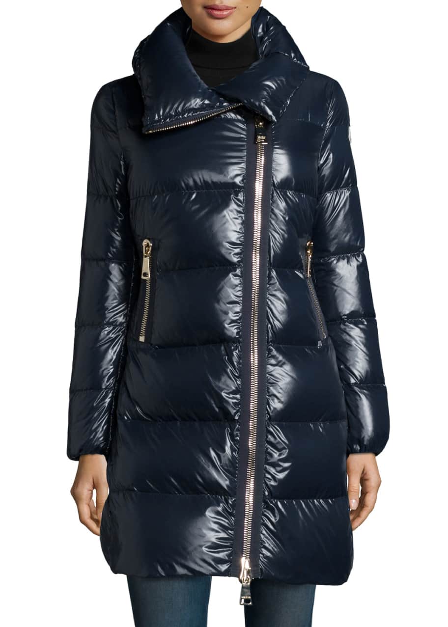 Moncler Joinville High-Collar Puffer Jacket, Navy - Bergdorf Goodman