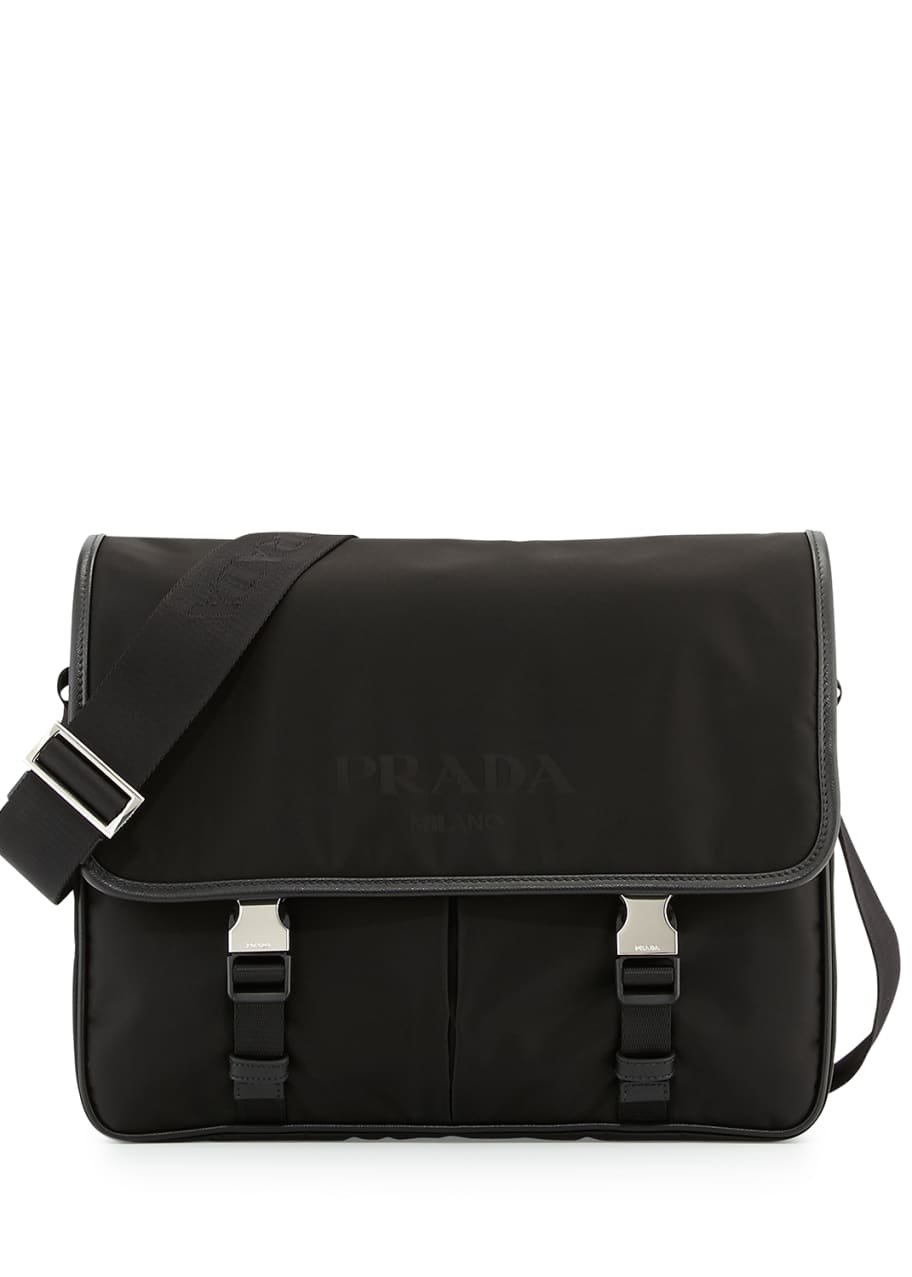 Prada men's nylon messenger bag shop
