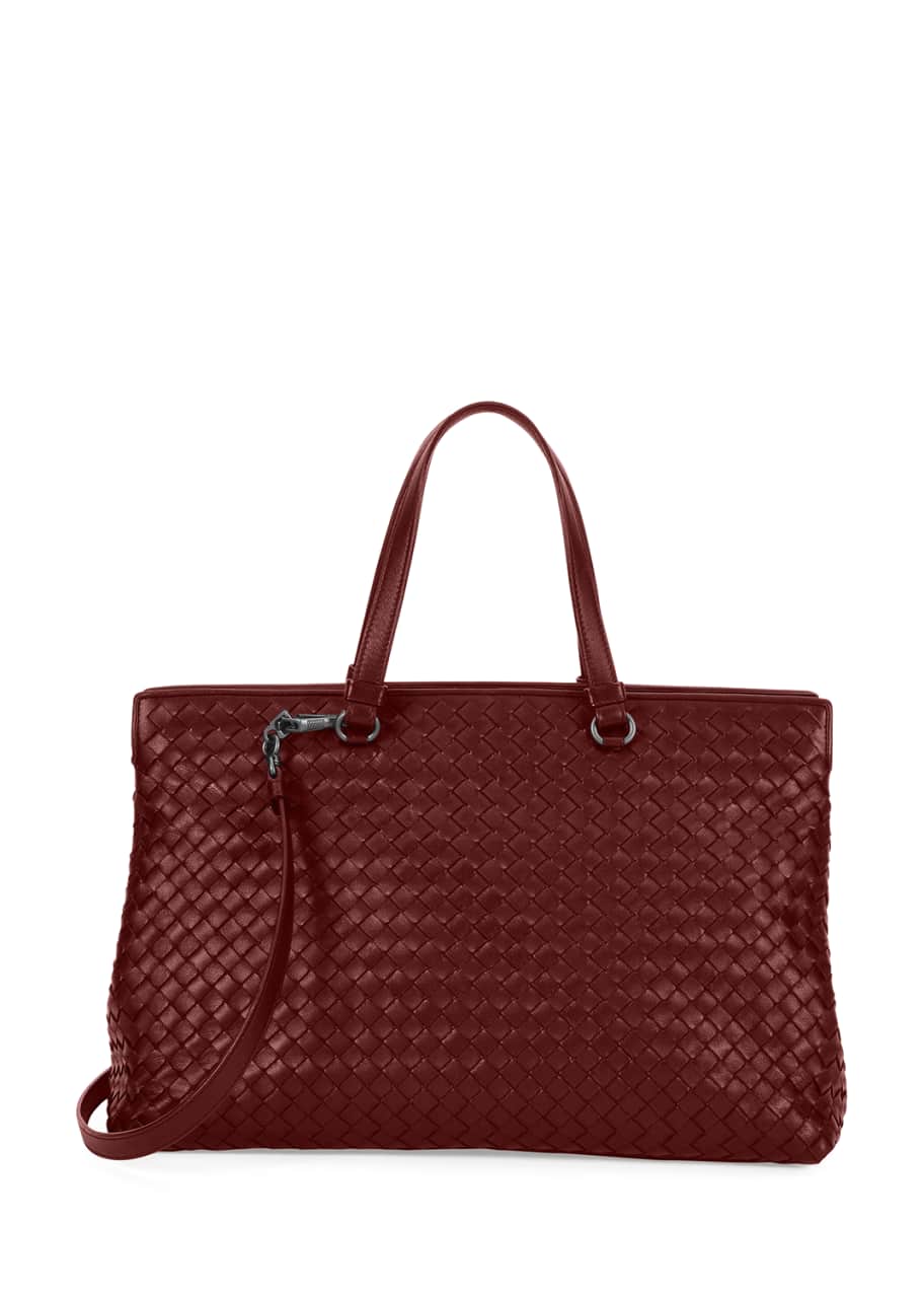 Bottega Veneta Large Double-Compartment Lambskin Tote Bag, Barolo ...