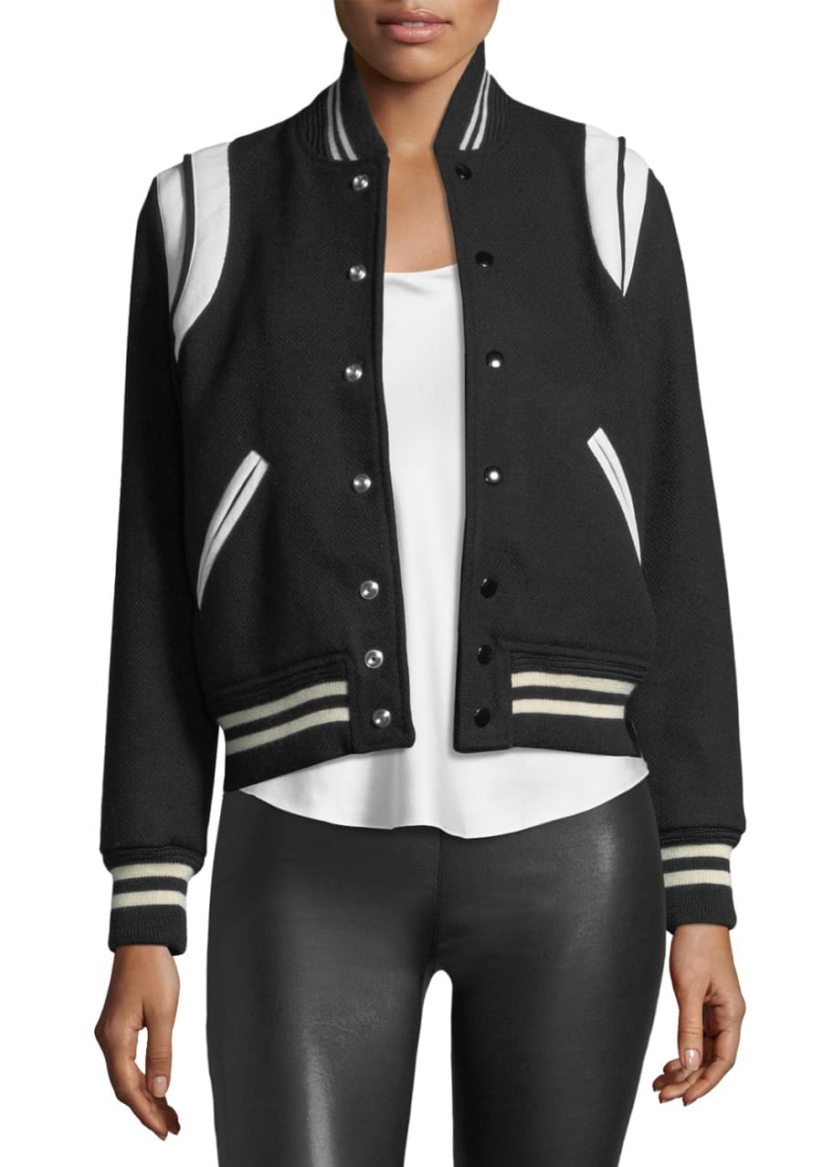 Saint Laurent Teddy Varsity Jacket Bergdorf Goodman