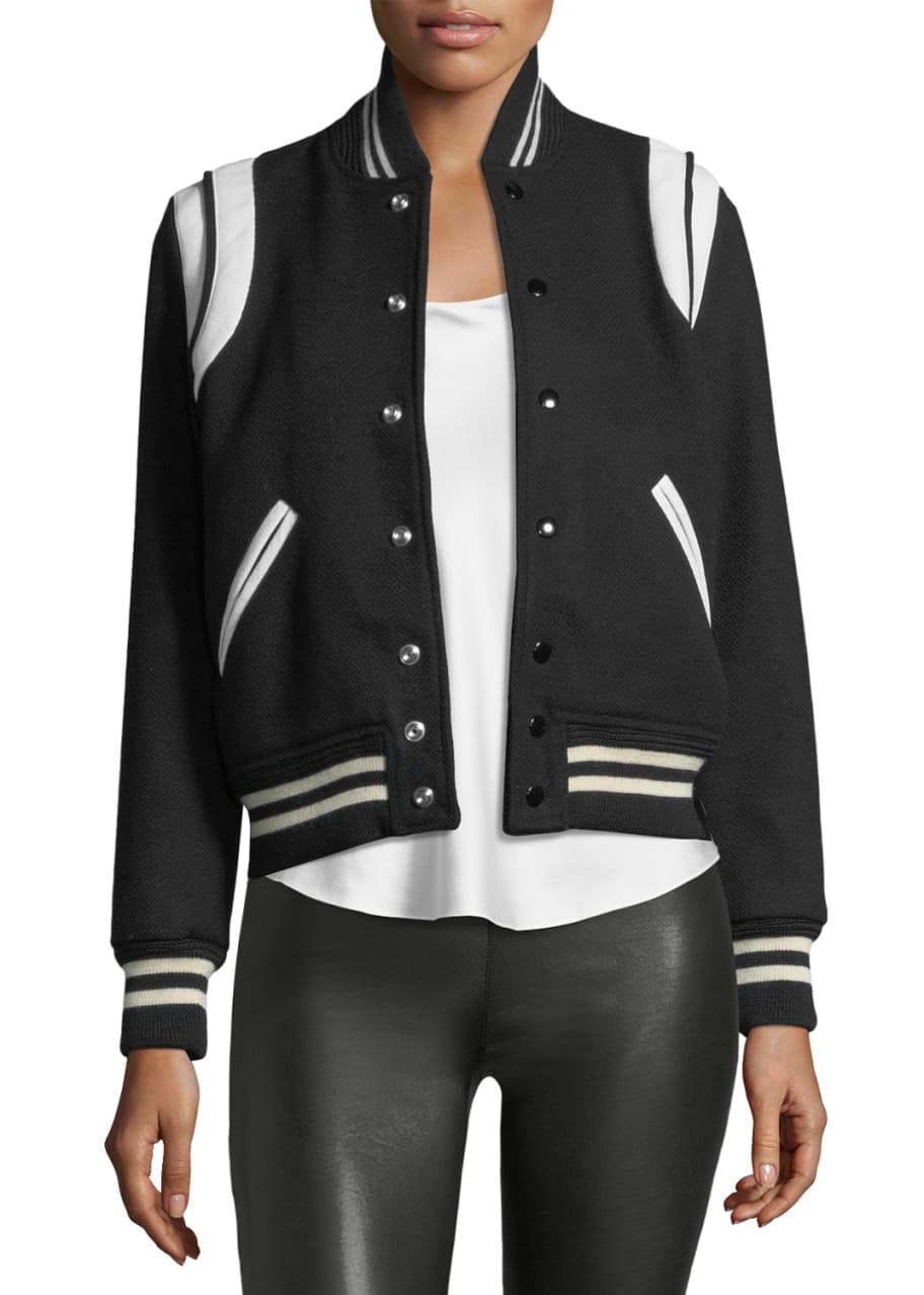 Teddy Varsity Jacket in Black - Saint Laurent