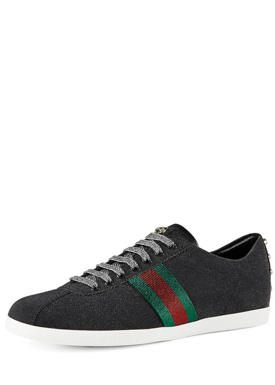 Gucci Bambi Web Low-Top Sneaker with Stud Detail, Black - Bergdorf Goodman