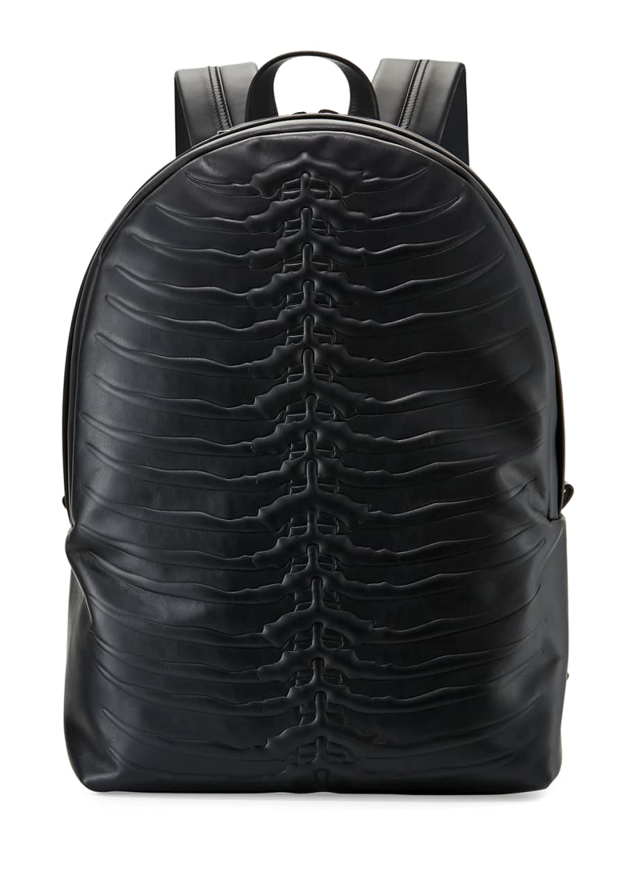 Alexander McQueen Ribcage Embossed Leather Backpack Black