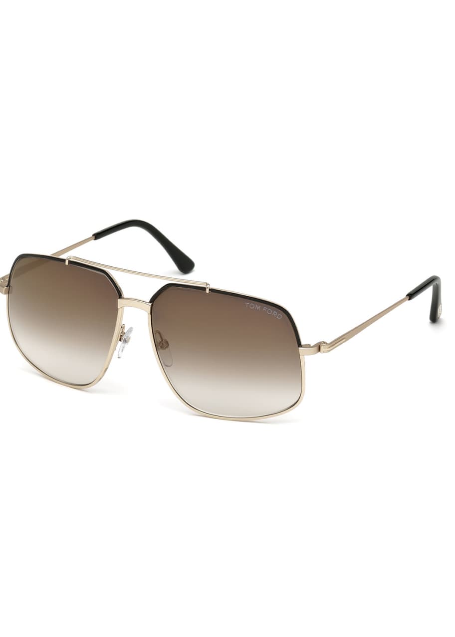 TOM FORD Ronnie Gradient Geometric Aviator Sunglasses Rose Gold