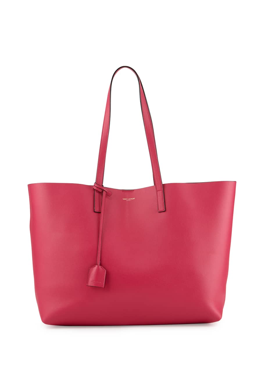 Saint Laurent Large Shopping Tote Bag, Fuchsia/Black Bergdorf Goodman
