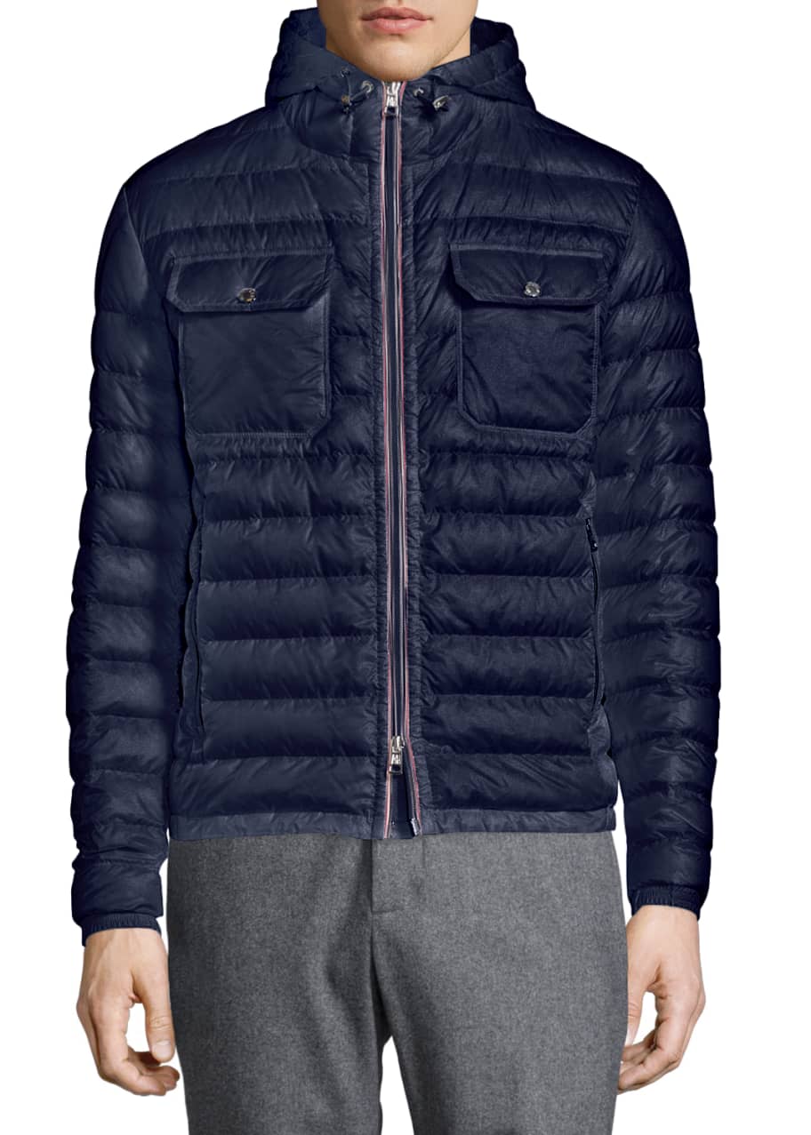 Image 1 of 1: Douret Quilted Nylon Jacket with Hood, Navy