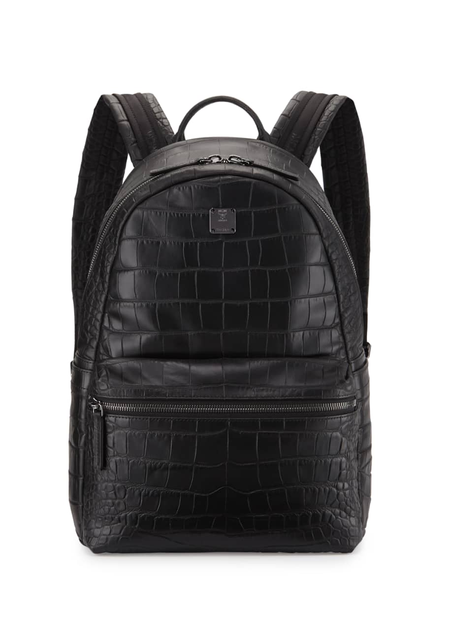 MCM Luxus Crocodile-Embossed Backpack, Black - Bergdorf Goodman