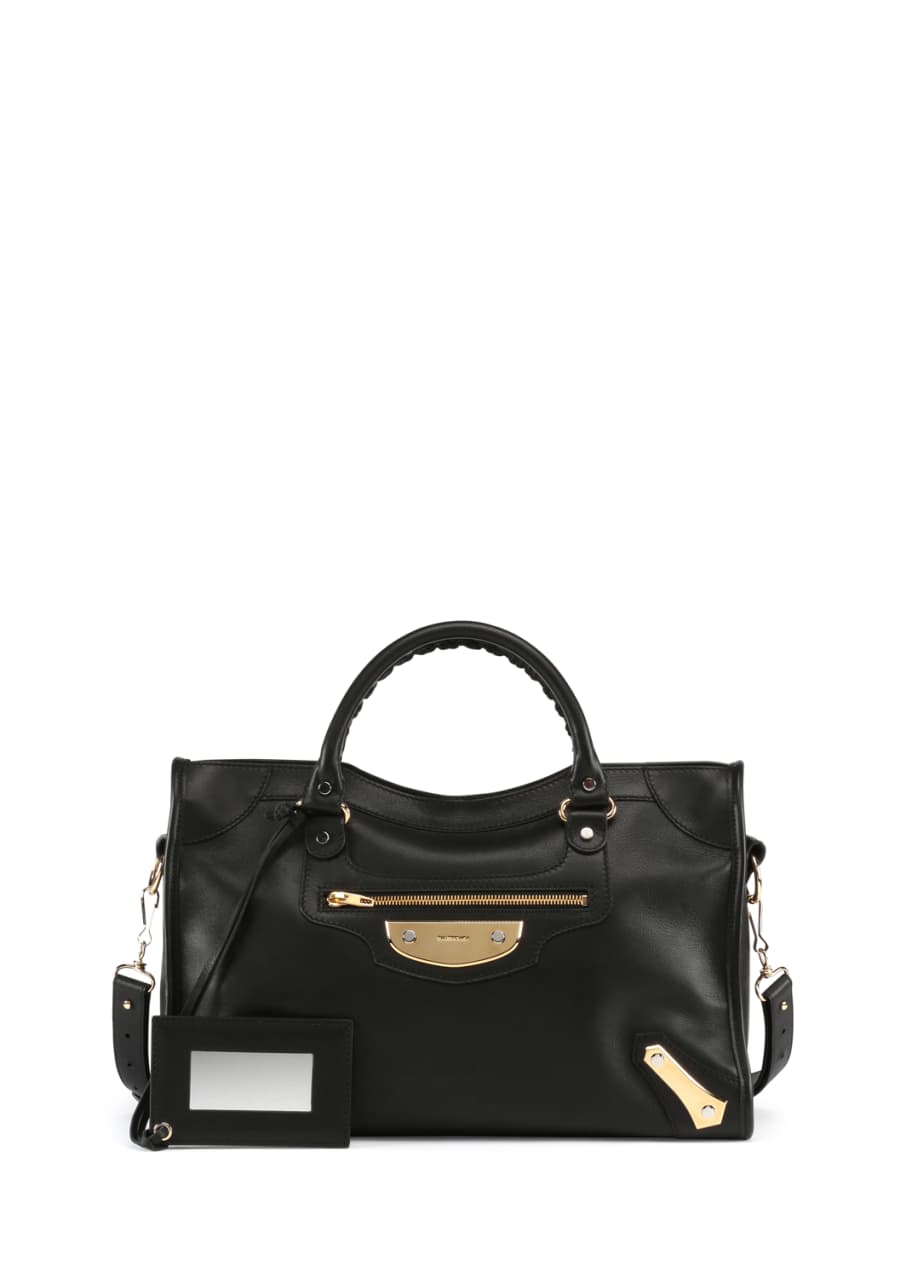 Balenciaga Metal Plate City AJ Satchel Bag Black Bergdorf Goodman