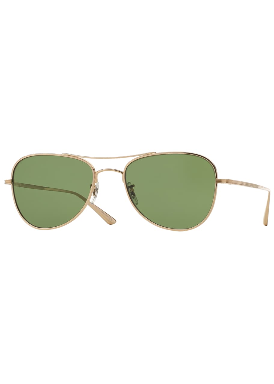 Oliver Peoples The Row Executive Suite Photochromic Aviator Sunglasses,  Gold/Green - Bergdorf Goodman