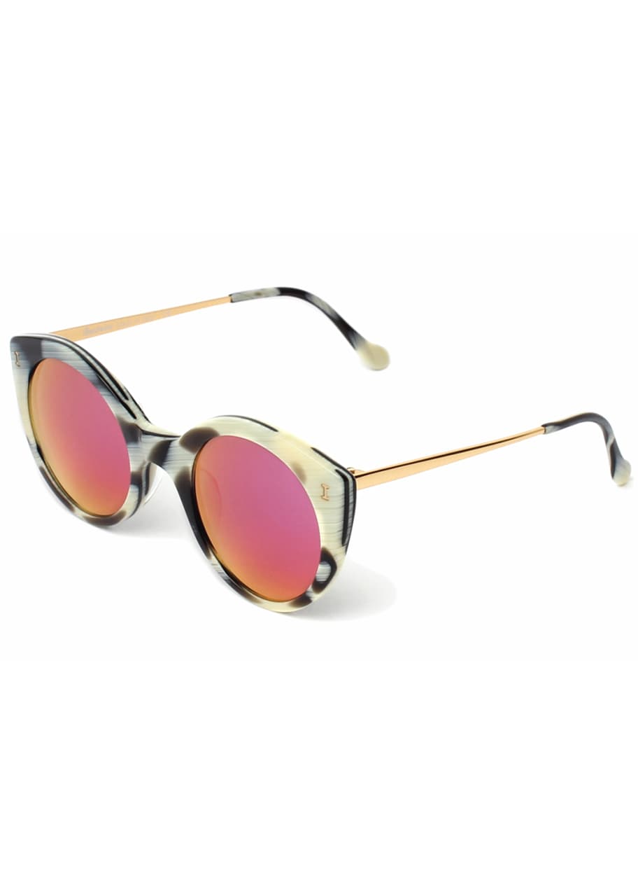 Illesteva Palm Beach Mirrored Sunglasses Horn Pink Bergdorf Goodman