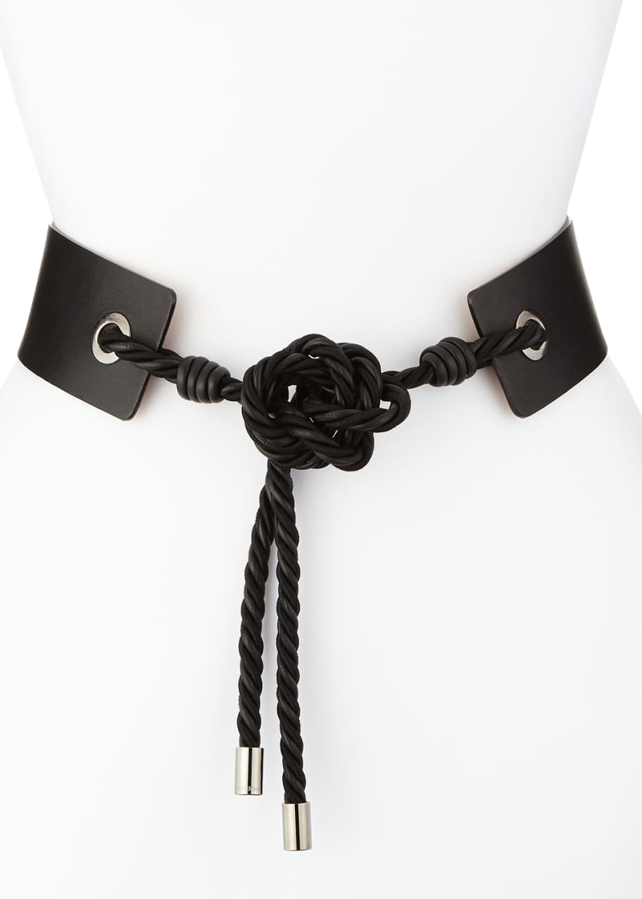 Maxmara Rope-Tie Leather Belt, Black - Bergdorf Goodman