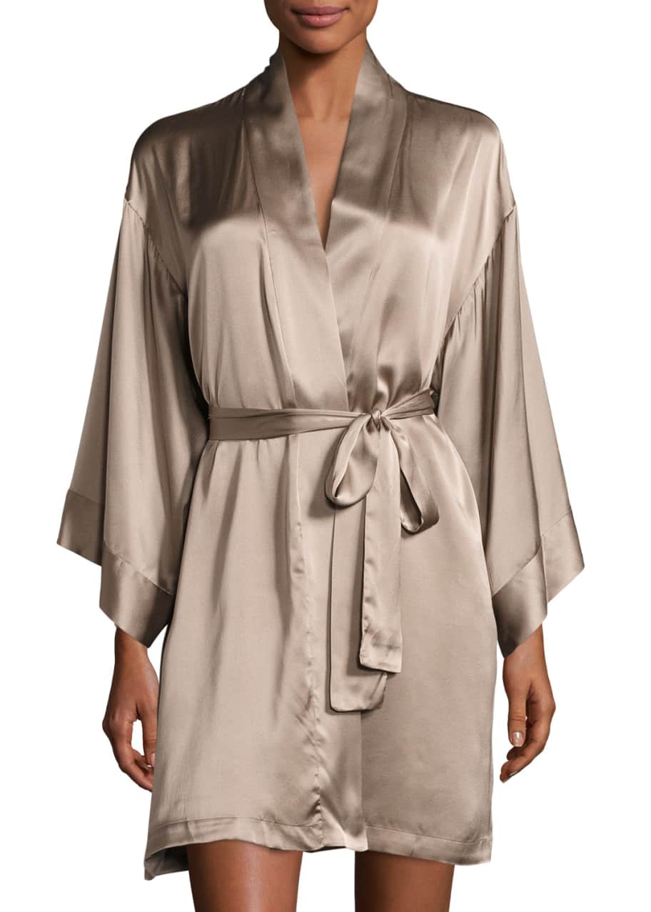 Josie Natori Silk Wrap Robe, Soft Mink Bergdorf Goodman