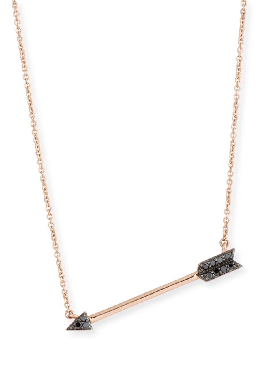 Sydney Evan 14k Rose Gold Arrow Pendant Necklace w Black Diamonds