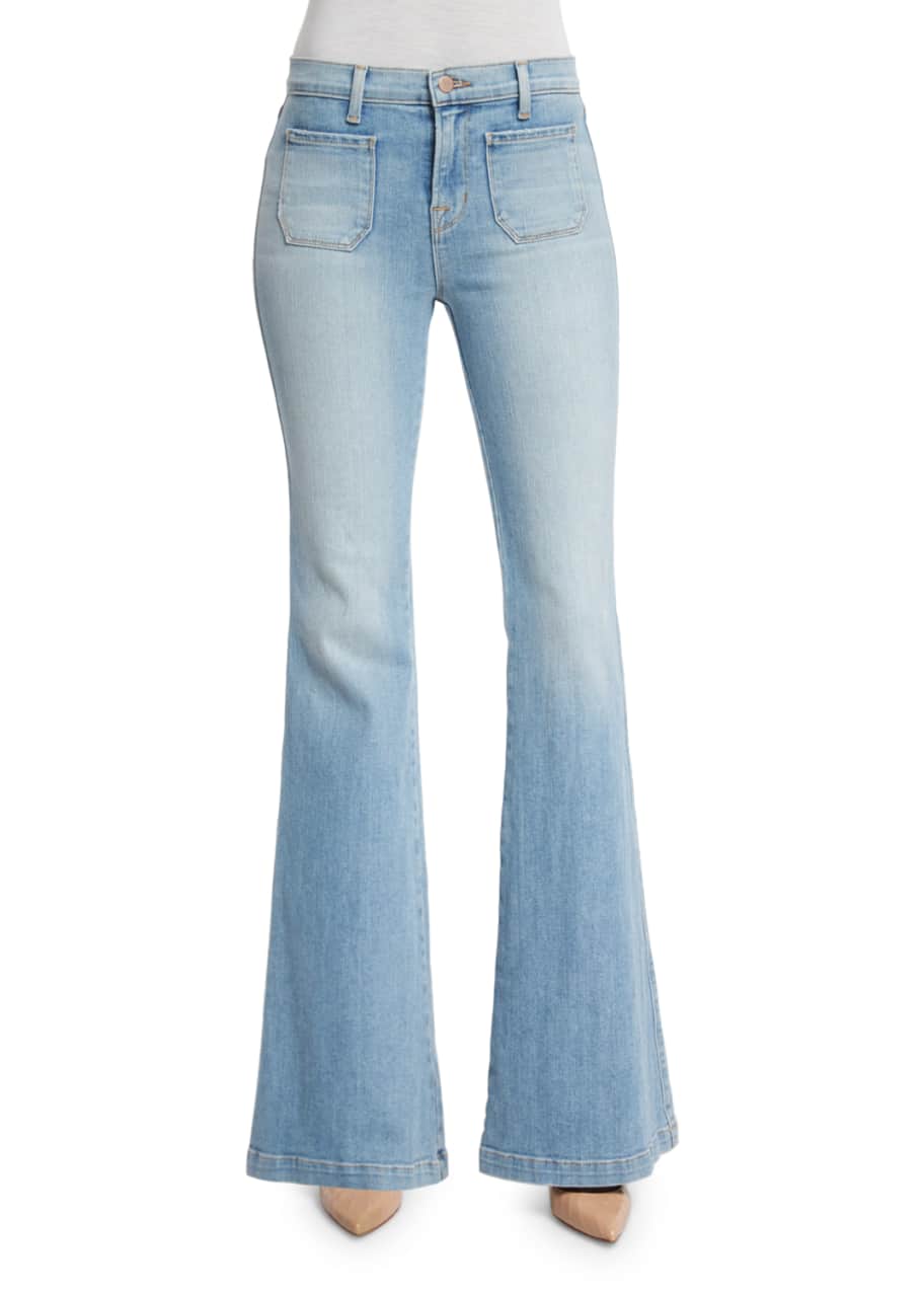 J Brand Demi Patch Pocket Flare-Leg Jeans, Beach Line - Bergdorf Goodman
