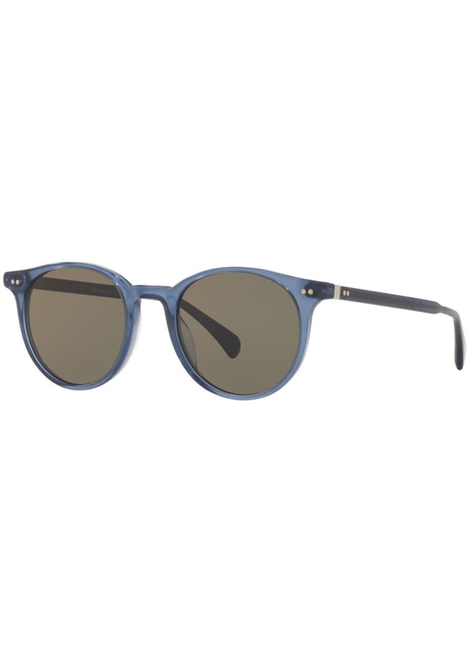 Oliver Peoples Delray 48 Sun Round Sunglasses, Blue - Bergdorf Goodman