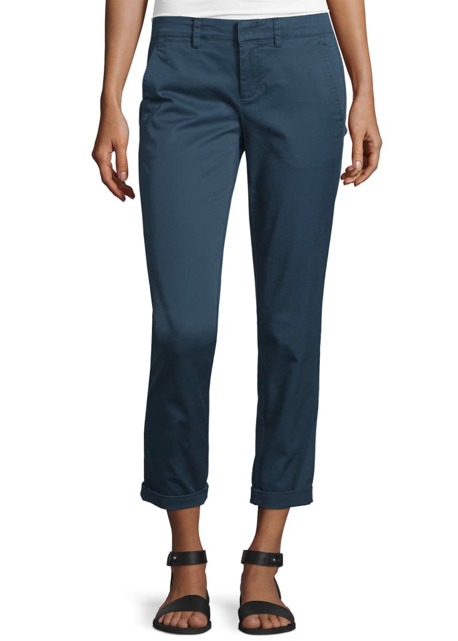 Vince Twill Boyfriend Trousers Slate Blue Bergdorf Goodman