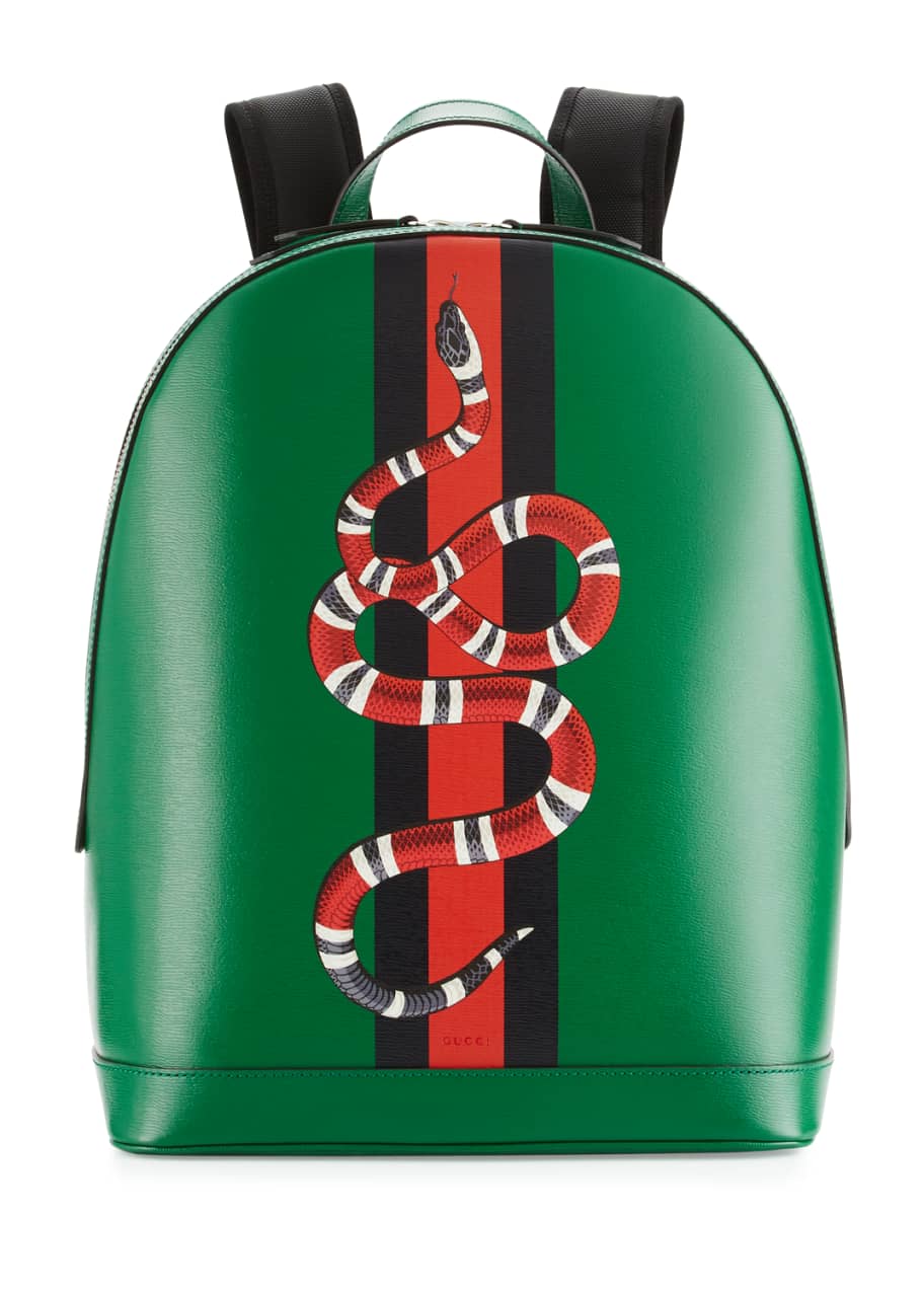 Gucci Web Snake Leather Green - Bergdorf Goodman