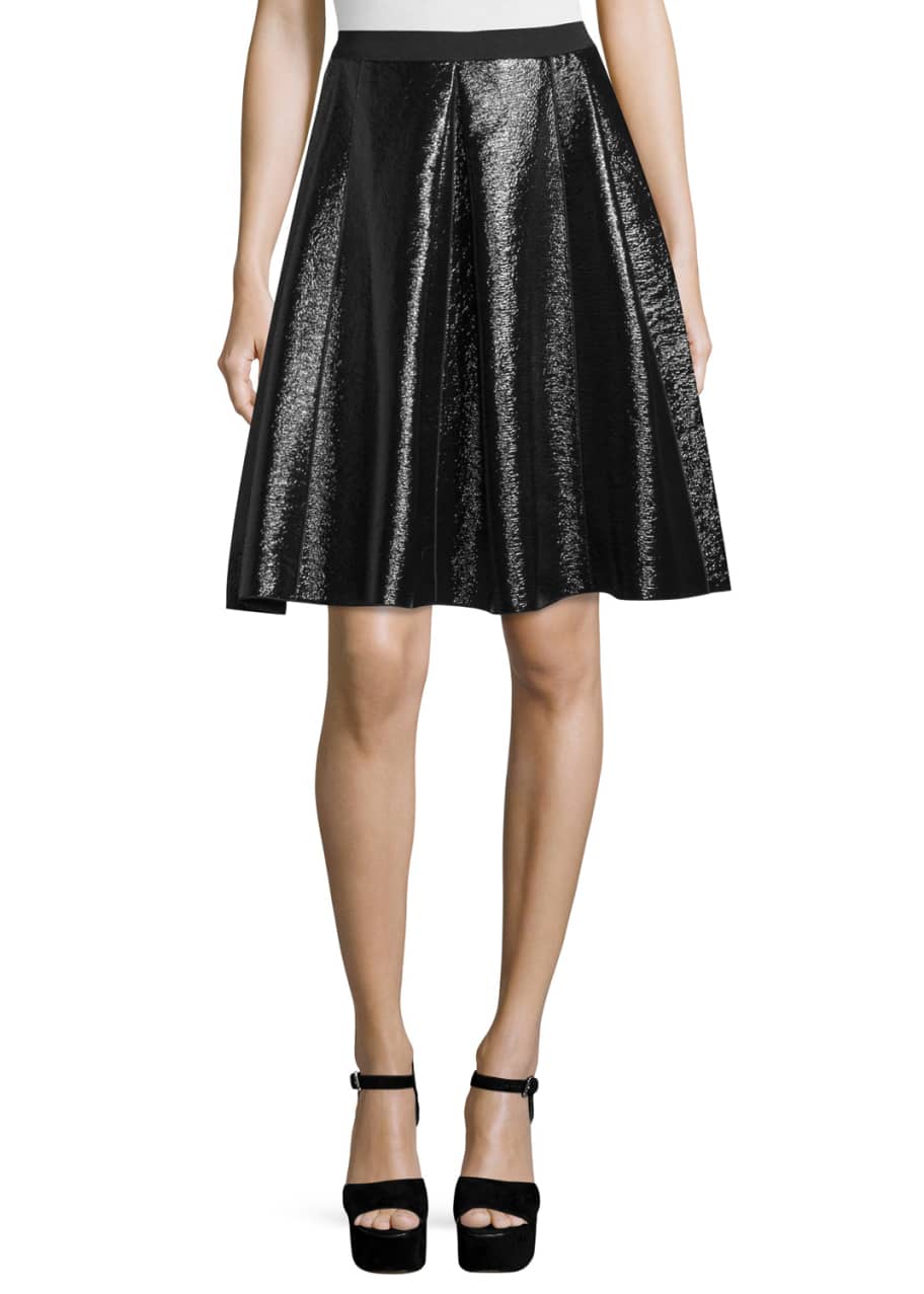 Marc Jacobs Flared Faux Leather Skirt Black Bergdorf Goodman