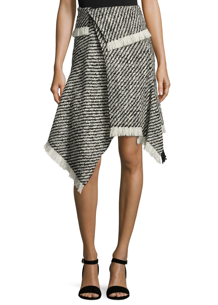 Isabel Marant Asymmetric Woven Fringe Skirt, Ecru/Black - Bergdorf Goodman