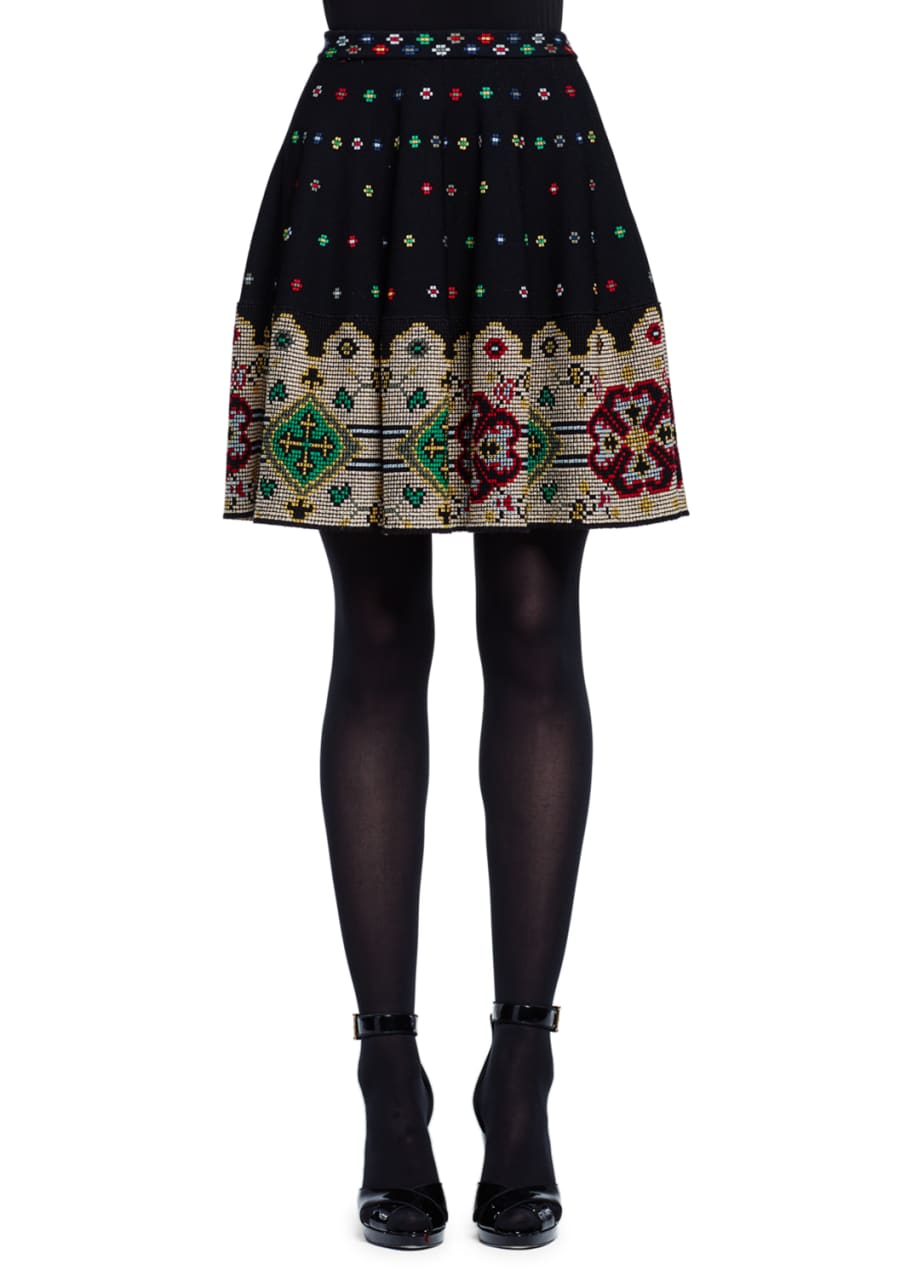 Black knit flare skirt hot sale