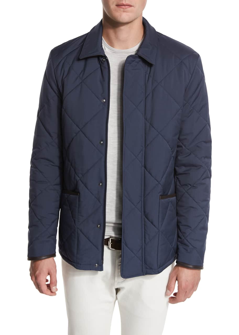 Loro Piana Wind Stretch Storm System® Quilted Horsey® Jacket, Blue Navy ...