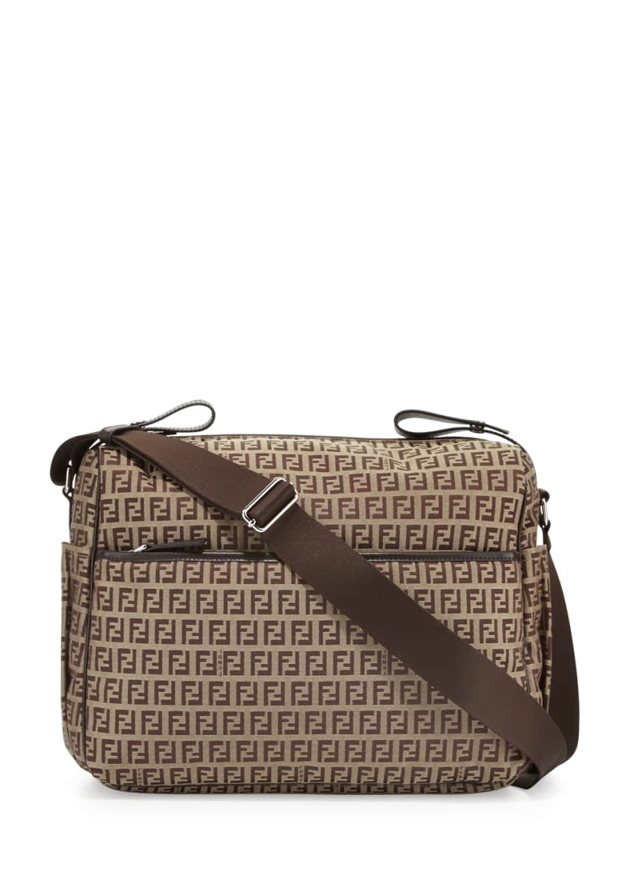 Fendi Leather-Trim Logo Diaper Bag, Brown - Bergdorf Goodman