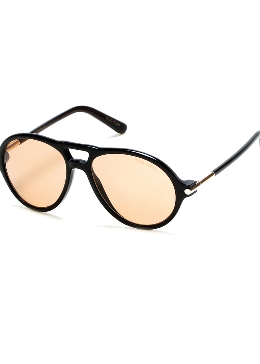 TOM FORD Tom  Private Collection Horn Aviator Sunglasses, Black -  Bergdorf Goodman