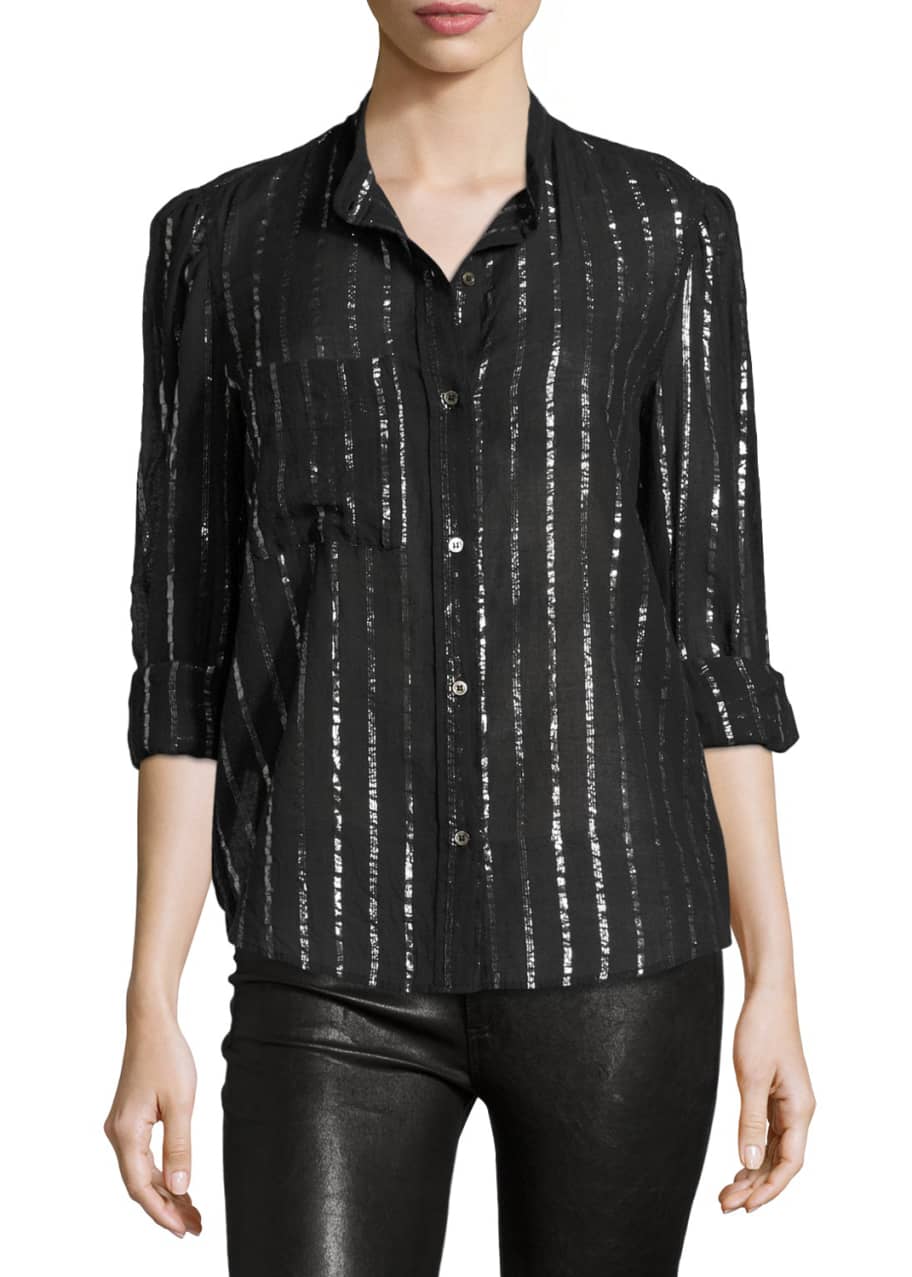 metallic striped top