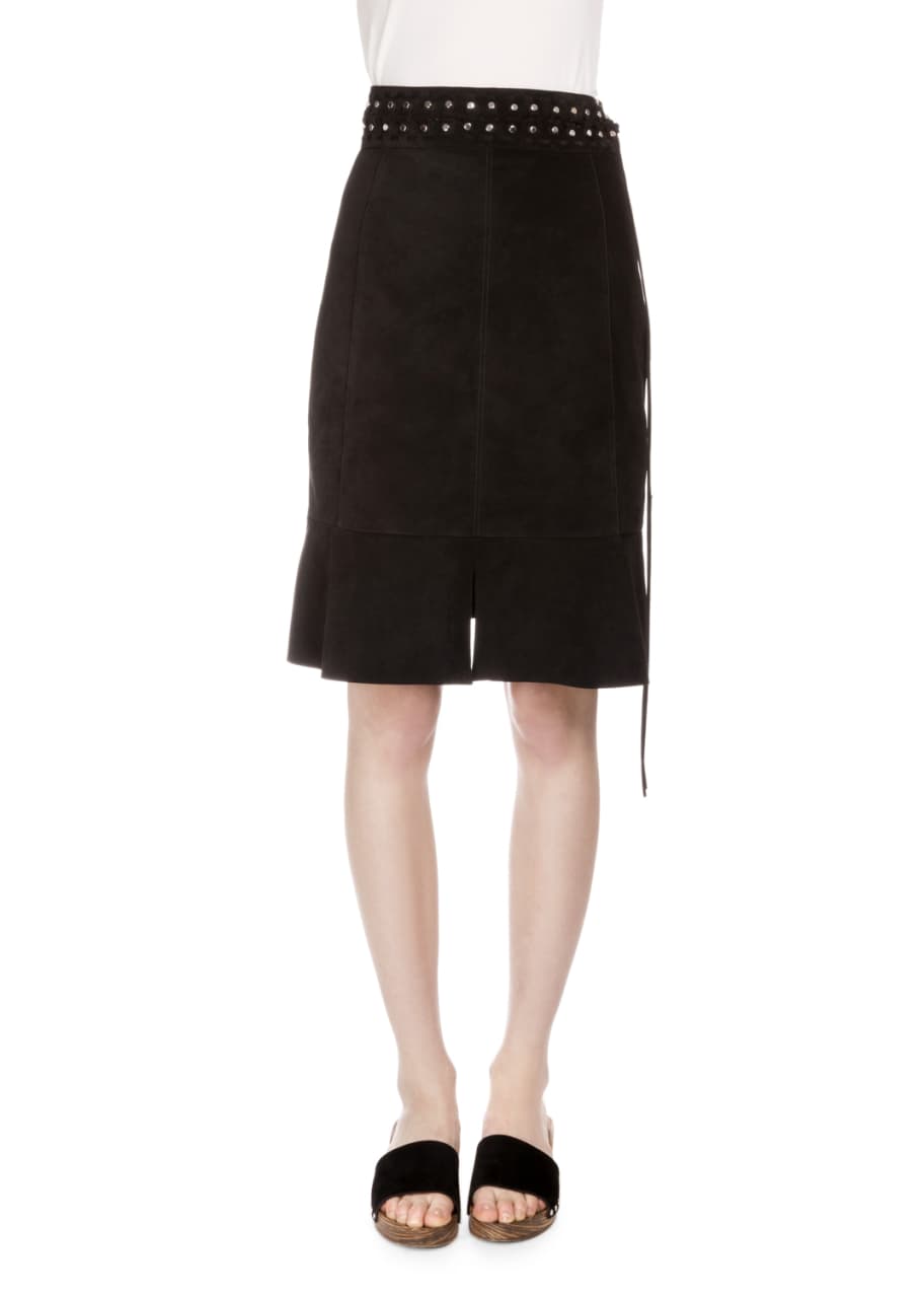 Proenza Schouler Studded Suede Skirt Black Bergdorf Goodman