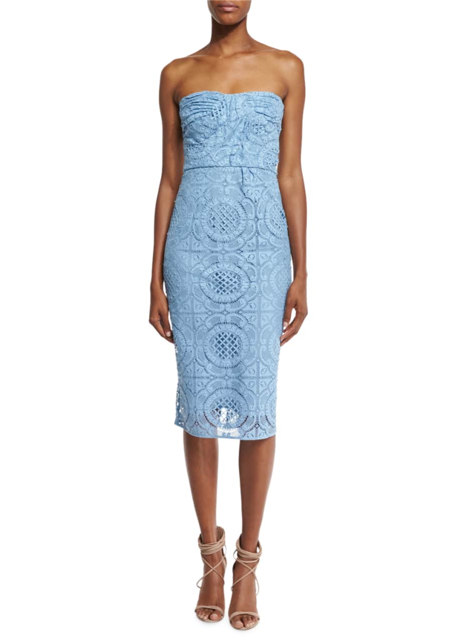Burberry Fitted Strapless Lace Dress Light Blue Bergdorf Goodman