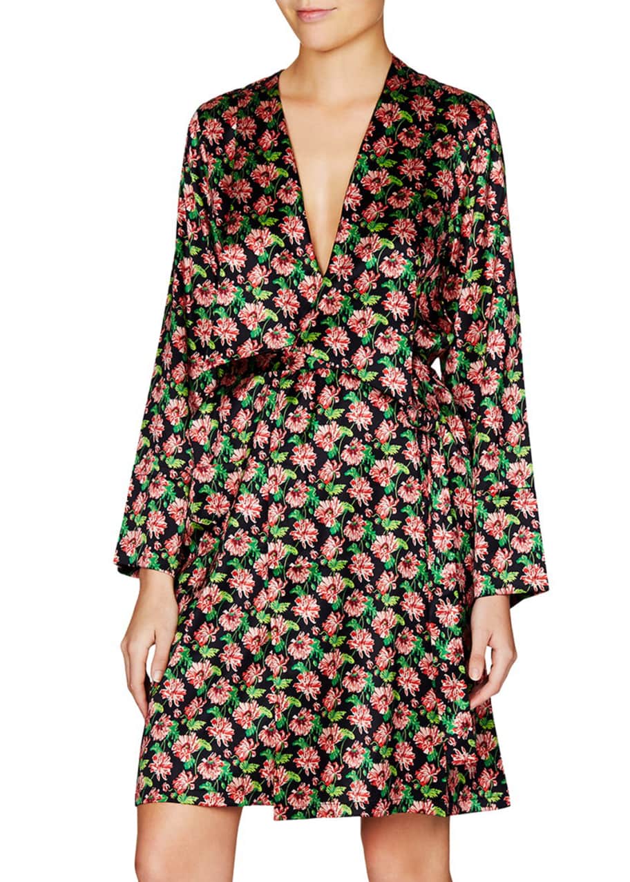 Stella McCartney Poppy Snoozing Silk Blend Robe Dark Audrey